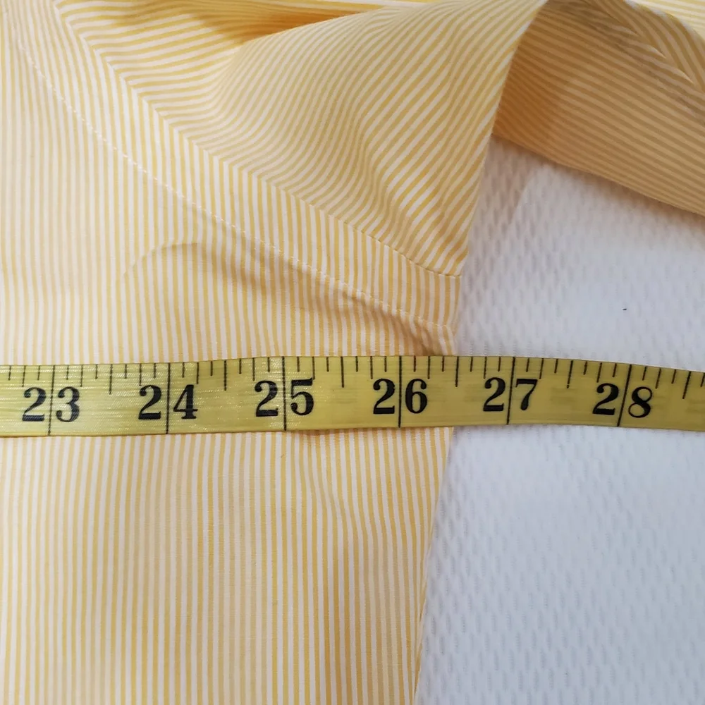 Ralph Lauren Yarmouth Yellow Striped Button Down Shirt 16.5 Neck - Picture 7 of 8
